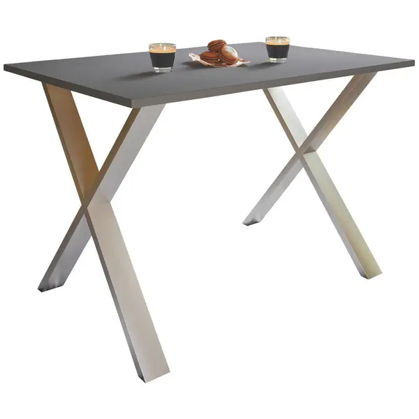 Masă din metal, material pe bază de lemn, 140/140/78 cm,