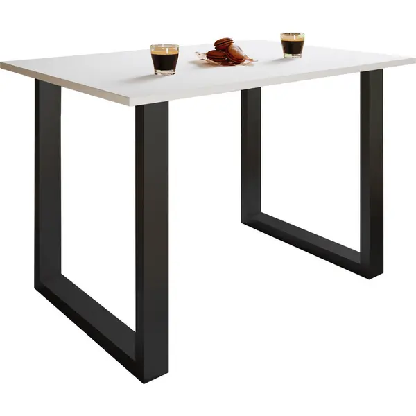 Masă din metal, material pe bază de lemn, 140/50/76 cm,