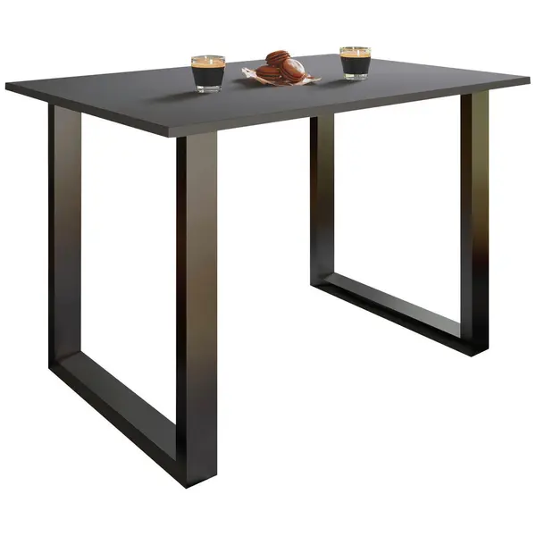 Masă din metal, material pe bază de lemn, 140/50/76 cm,