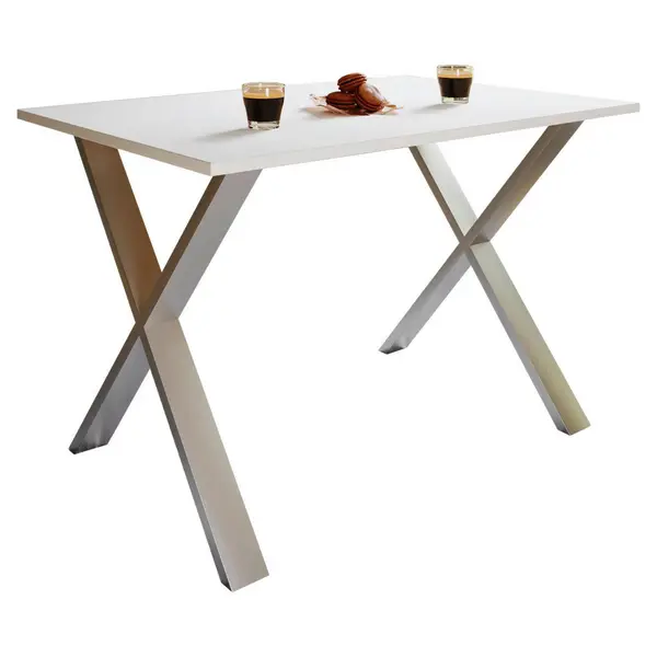 Masă din metal, material pe bază de lemn, 140/80/76 cm,