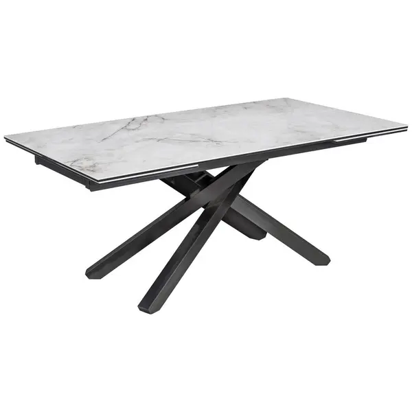 Masă din metal, sticlă, ceramică, 180-280/98/76 cm,