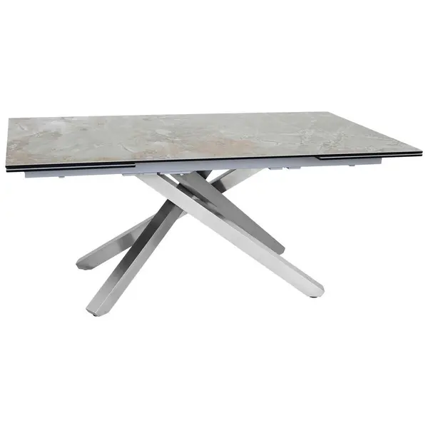 Masă din metal, sticlă, ceramică, 180-280/98/76 cm,