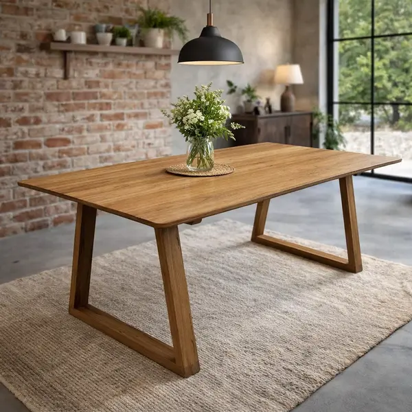 Masa dining Albis Trapez din stejar masiv 200x95 240x95 cm 200x95x75 cm (8 persoane)
