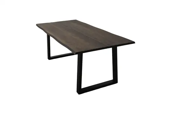 Masa Dining din Lemn Masiv de Stejar cu Picioare Metalice, 8-12 Persoane - BERGO 200x95x75 cm (8 persoane), Stejar Afumat, T