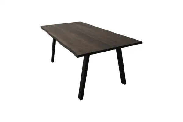 Masa Dining din Lemn Masiv de Stejar cu Picioare Metalice, 8-12 Persoane - BERGO 200x95x75 cm (8 persoane), Stejar Afumat, A