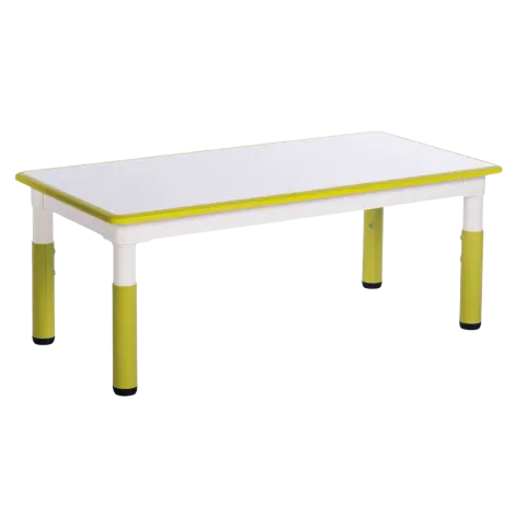 Masa dreptunghiulara alb-verde lime din plastic reglabila marimea 1-3 pentru gradinita
