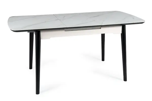 Masa extensibila Apollo Ceramica marmura alba/negru mat - L120-160 cm