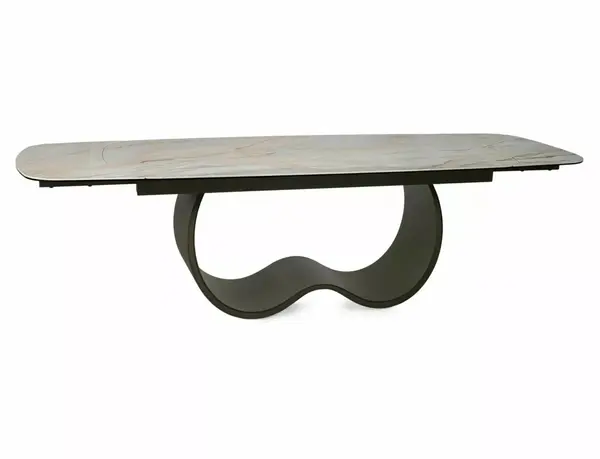 Masa extensibilă Casablanca Ceramic bej lucios/cupru L198-274xl98 cm