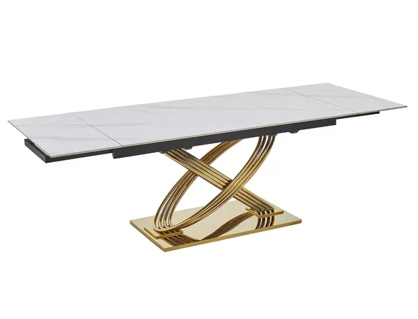 Masa extensibila HERMAS 160(240) x 90 CM - Alb/Gold / 160(240)x90