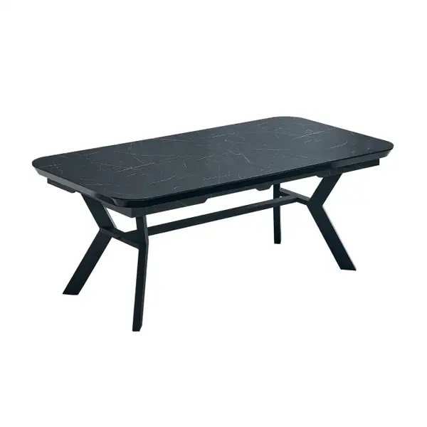 Masa extensibila HOGU, dreptunghiulara, marmura negru, 195 275x100x73 cm