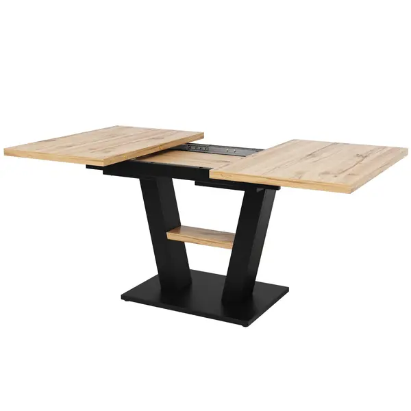Masă extensibilă pentru dining cu picioare în formă de V, Culoare naturală | Aosom Romania
