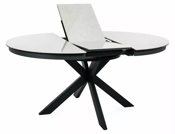 Masa extensibila Porto Ceramic bej lucios/negru mat L120-160xl120 cm