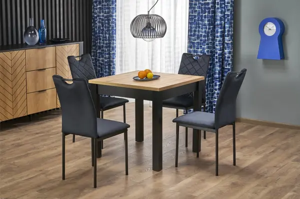 Masa extensibila Qubik stejar artizan/negru L80-200 cm