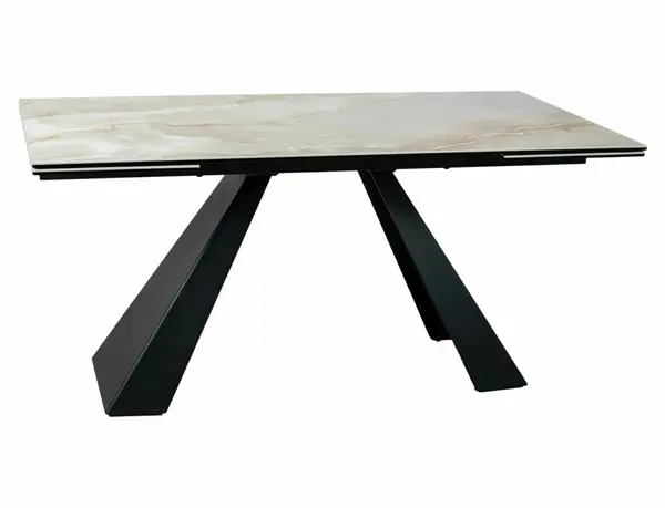 Masa extensibila Salvadore Ceramic bej lucios/negru mat L160-240xl90 cm
