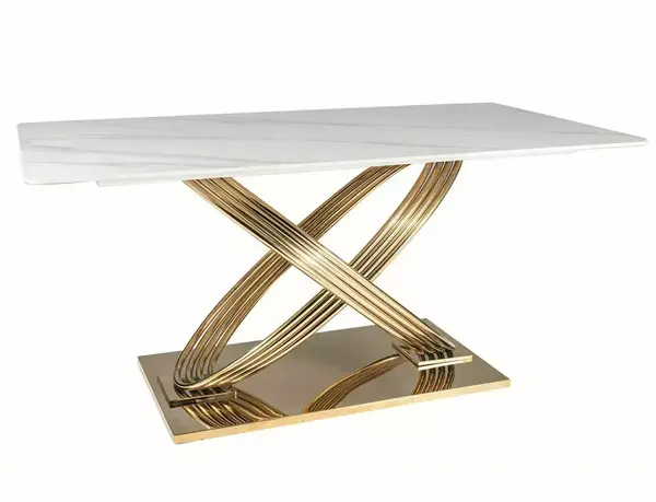 Masa HERMAS 160 x 90 CM - Alb/Gold