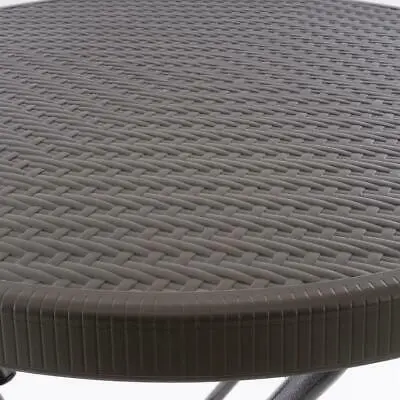 Masa inalta tip Bistro pliabila - 80x80x110 cm - rotunda ABS maro ratan