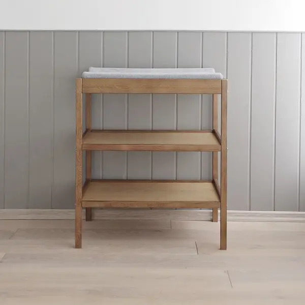 Masa infasat pentru bebelusi lemn masiv Vintage 76 x 44 x 86 cm cu 2 rafturi de depozitare inalte