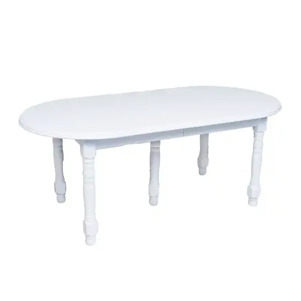 Masa living extensibila Imperial alba, blat oval MDF, 160 240 100 80 cm