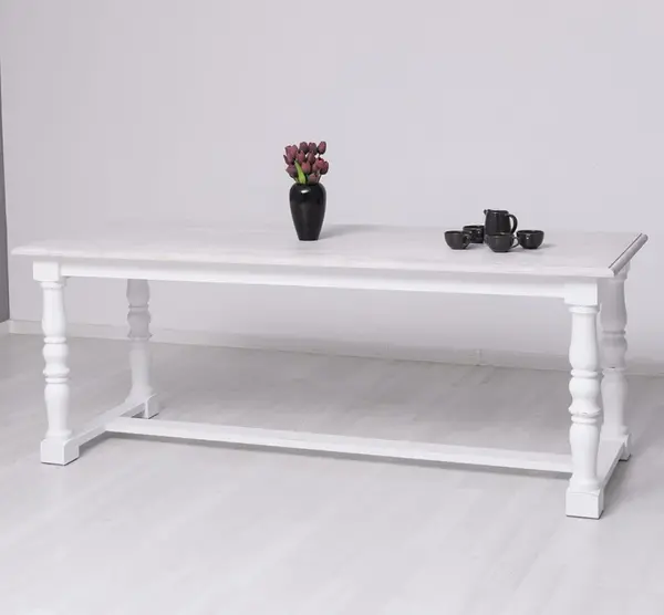 Masa monasterial cu picioare strunjite 205x84 cm - Culoare Top_P080 - Culoare Corp_P029++P004A - DUBLU COLOR cu finisaj Triplu color