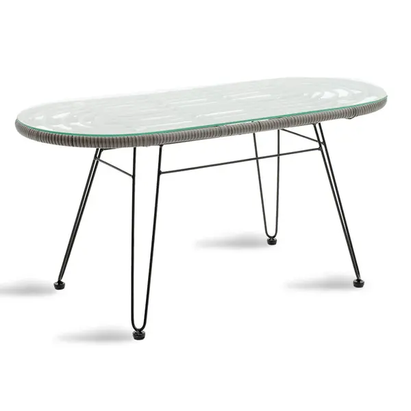 Masa Naoki metal-sticla, Gri - Natural, 100x45x46 cm