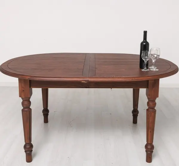 Masa ovala extensibila 160/200cm, blat stejar cu finisaj Mahogany Brown