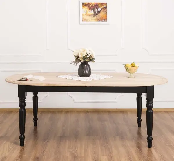 Masa ovala extensibila 210/250cm, blat stejar cu finisaj Vopsit