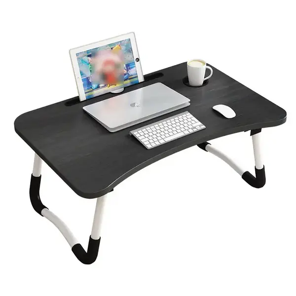 Masă pliabilă pentru laptop, 60x40x28cm, neagră – Design modern din MDF și metal