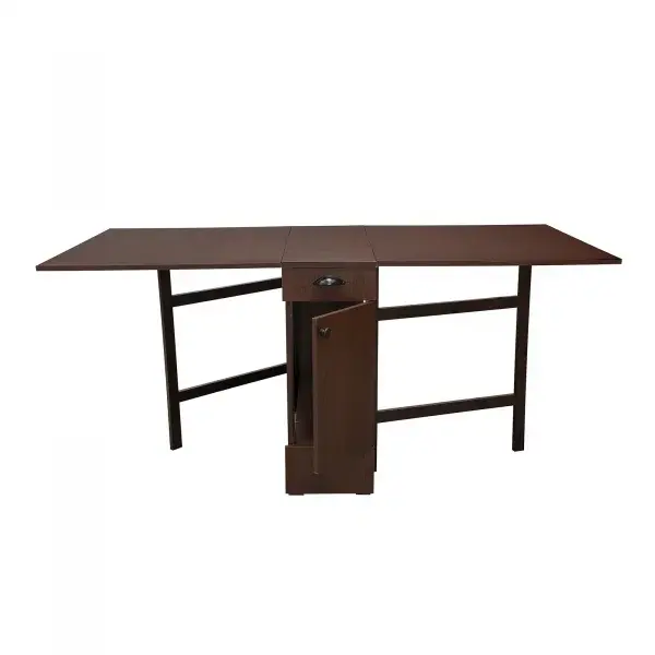 Masa plianta cu role si spatiu depozitare, 8 persoane, wenge, 92 180x92x80 cm