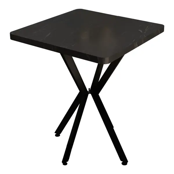 Masa Prestone, marmura neagra-metal, 70x70x75 cm