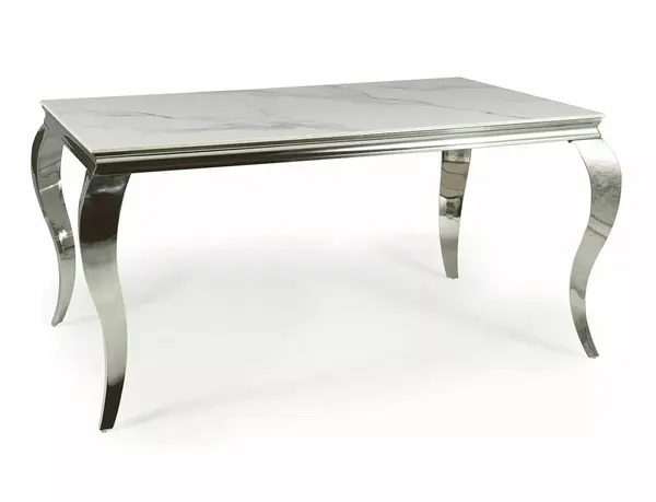 Masa Prince Ceramic Calacatta alb/crom L180xl90 cm