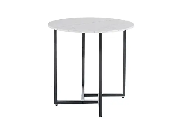 Masa rotunda Alto II marmura alba/negru ø80/h76 cm