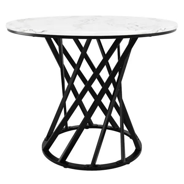 Masă rotundă de dining, Alb+Negru | Aosom Romania
