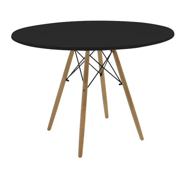 Masa rotunda Julita, alb și lemn de fag, Natural, D120x73 cm