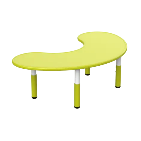 Masa semirotunda verde lime, din plastic, reglabila, marimea 1-3 pentru gradinita