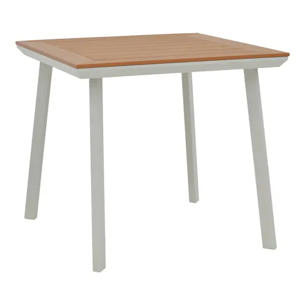Masa Synergy aluminiu alb-placaj, Natural, 80x80x74 cm