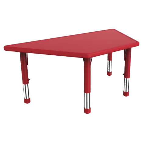 Masa trapezoidala rosie din plastic reglabila marimea 1-3 pentru gradinita