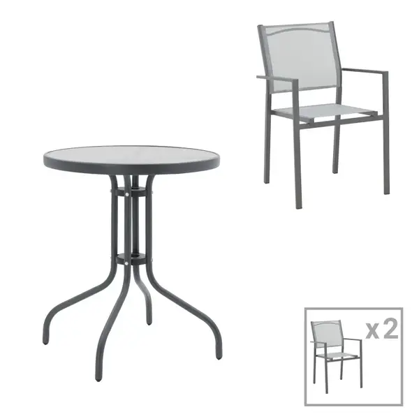 Masa Watson-Confidence Un set de 3 metal, antracit, D60x70 cm