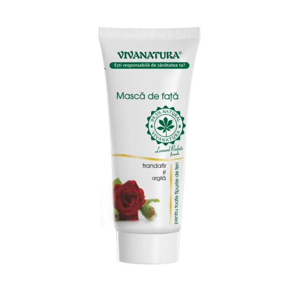 Masca de fata cu argila activa si trandafir, 75ml, VivaNatura