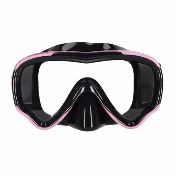 Masca de snorkeling Ikonka cu vedere 180, sticla securizata, si Tub respirator cu sistem dry top, anti-aburire, Pink