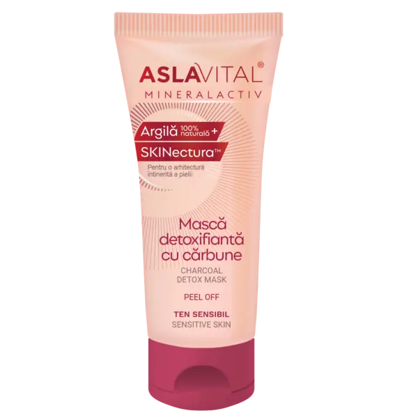 Masca detoxifianta Peel-Off cu carbune MineralActiv, 100ml, Aslavital