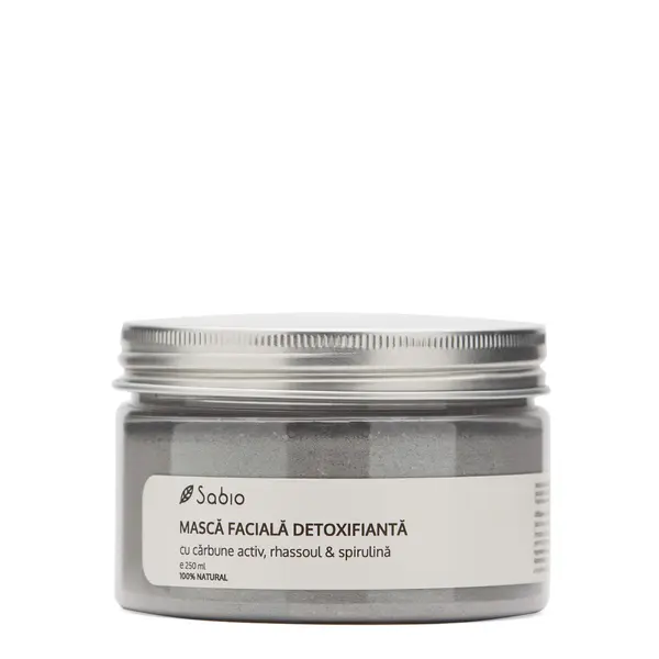 Masca faciala detoxifianta carbune activ rhassoul si spirulina, 250ml, Sabio