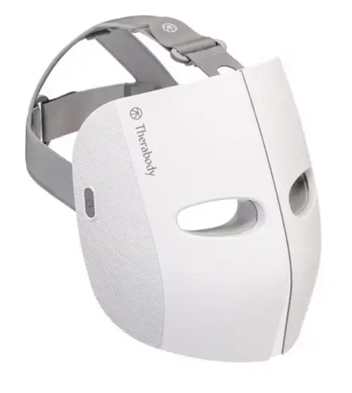Masca fototerapie LED pentru fata Therabody, TheraFace, vibratie, lumina rosie si albastra, 648 LED-uri (Alb)