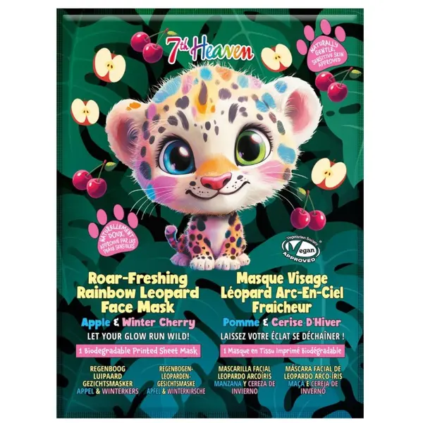 Masca pentru Adolescenti din Material Textil Rainbow Leopard, 7th Heaven