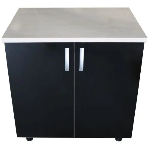 Masca pentru chiuveta cu 2 usi 80 cm Zebra, wenge/Negru lucios, cu blat Travertin, 80 x 85 x 60 cm
