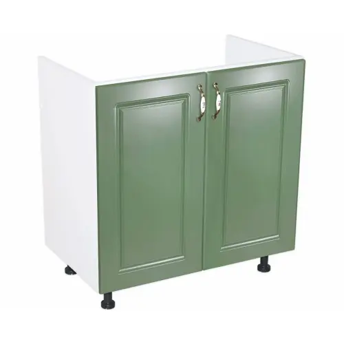 Masca pentru chiuveta cu 2 usi Zebra, Alba/MDF Verde, fara blat, 80 x 82 x 50 cm