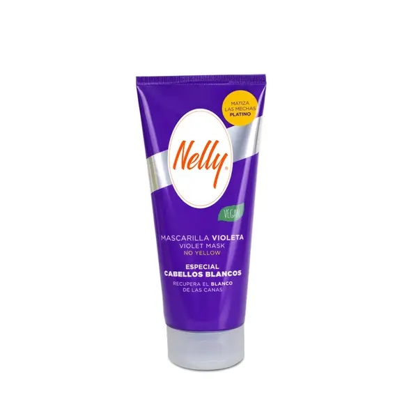 Masca pentru par alb/gri sau decolorat cu efect de matuire si neutralizare a tonurilor galbene sau calde, 150ml, Nelly
