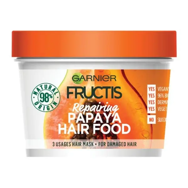 Masca pentru Par Garnier Fructis Hair Food Papaya, pentru Parul Deteriorat, 390 ml