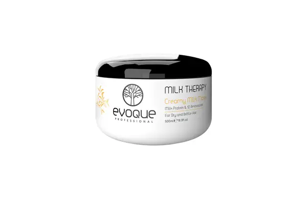 Masca Profesionala de Par EVOQUE Milk Therapy Deep Treatment, 500 ml - Cu 12 Aminoacizi din Proteine din Lapte, Fara Parabeni si Sulfati, Reparare si Hidratare Intensa