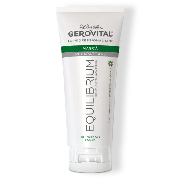 Mască Reparatoare Cu Panthenol Pentru Calmarea Tenului Gras Sau Acneic, Gerovital H3 Equilibrium, 200 Ml