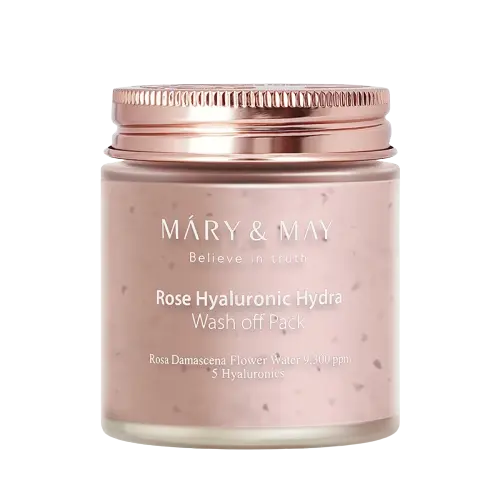 Masca tip wash-off cu extract de trandafir si acid hialuronic, 125g, Mary and May